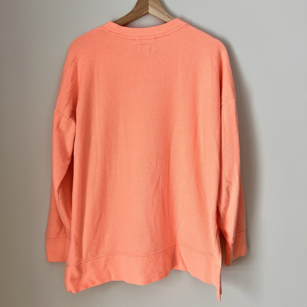 Aerie Crewneck Textured Sweatshirt Coral Peach Pullover Top Women's S‎ - Picture 2 of 6